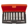 Long hexagon sockets S0810L set 4-13mm 1/4" 10 pcs
