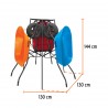 Display rack for wheelbarrows, triangle layout...
